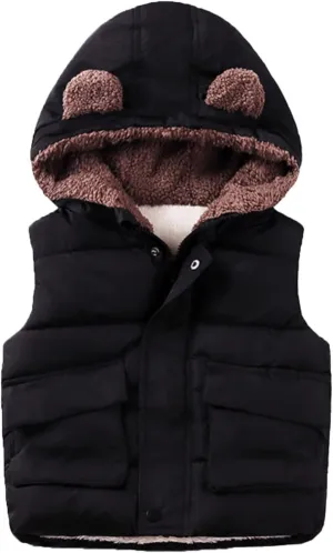 Winter Coats Girls Size 8 Boys And Girls Fall And Winter Bear Padded Hooded Vest Zipper Cotton Jacket Girls Bubble Coat