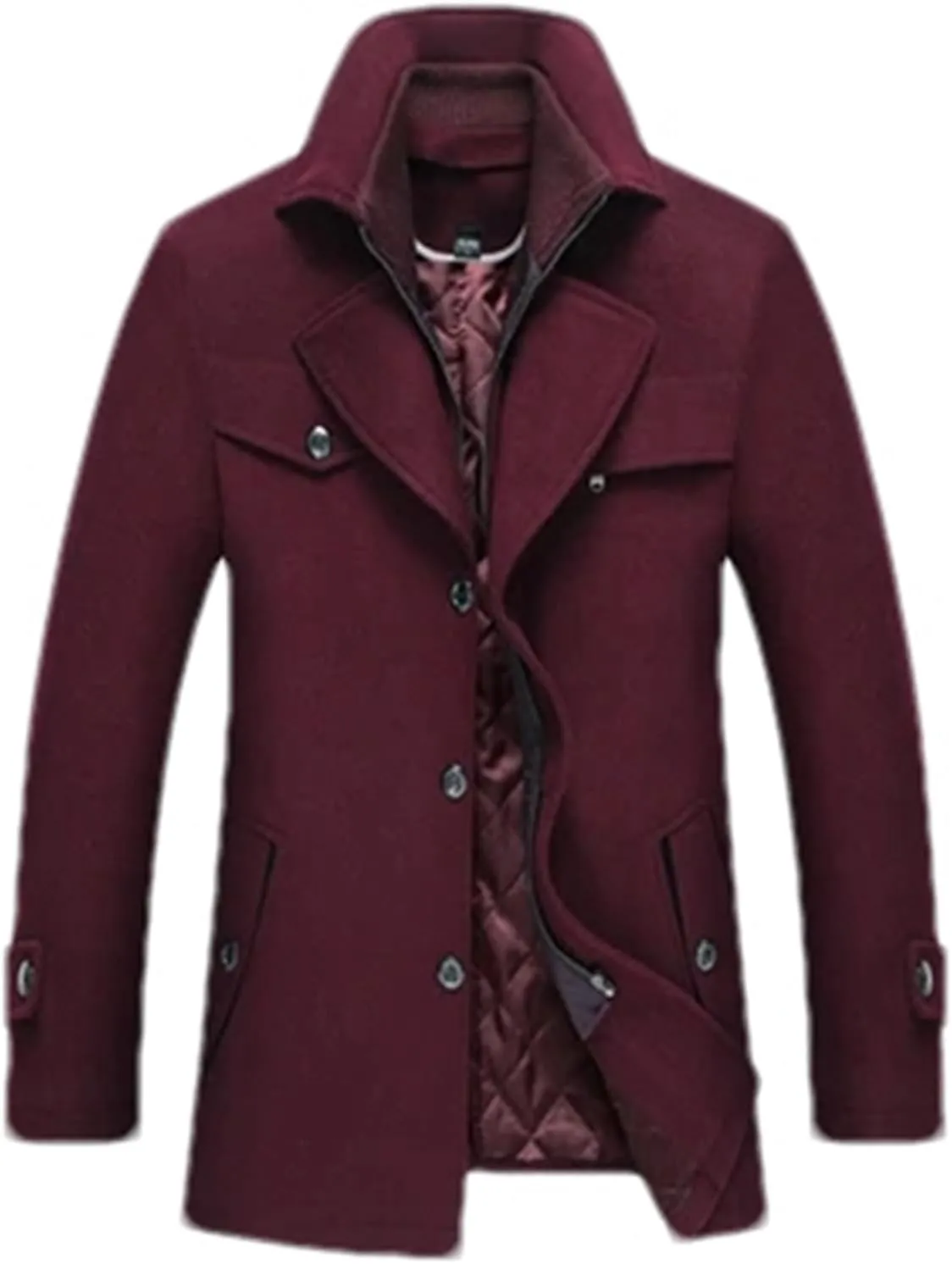 Winter Men's Wool Coats Casual Scarf Collar Windbreaker Cotton-Padded Thick Warm Woolen Coat Male Trench Clothing