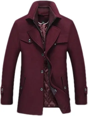 Winter Men's Wool Coats Casual Scarf Collar Windbreaker Cotton-Padded Thick Warm Woolen Coat Male Trench Clothing