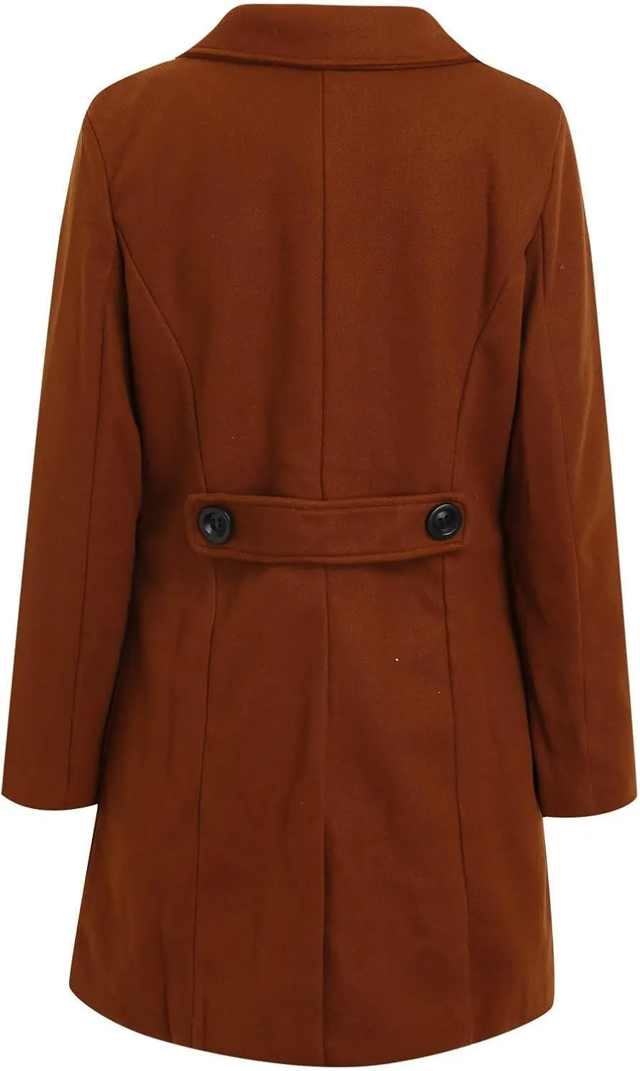 Winter Trench Coat for Women Double Breasted Notched Collar Work Office Jacket Wool Blend Mid Long Pea Coat