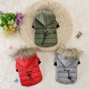 Winter Warm Cotton Windproof Fur Hoodie Puppy Outfits