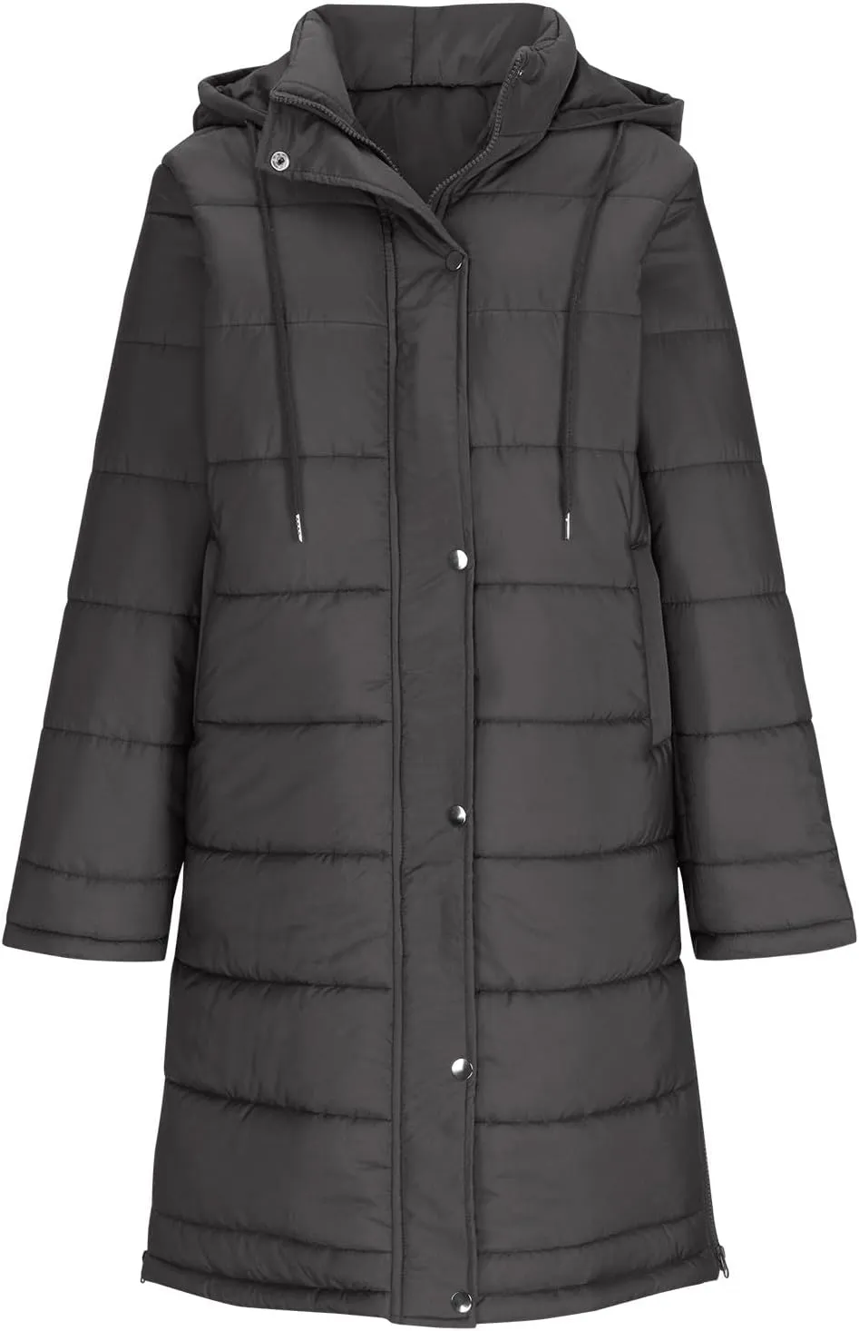 Wkishenl Long Puffer Coat Women Winter Coats Thickened Maxi Parka Jacket Full Zip Knee Length Quilted Outerwear with Hood