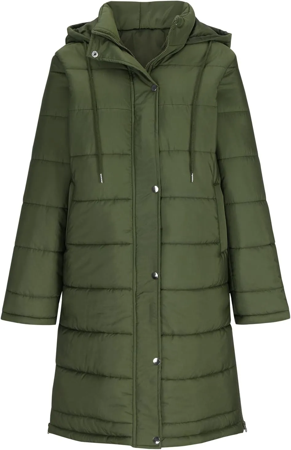 Wkishenl Long Puffer Coat Women Winter Coats Thickened Maxi Parka Jacket Full Zip Knee Length Quilted Outerwear with Hood