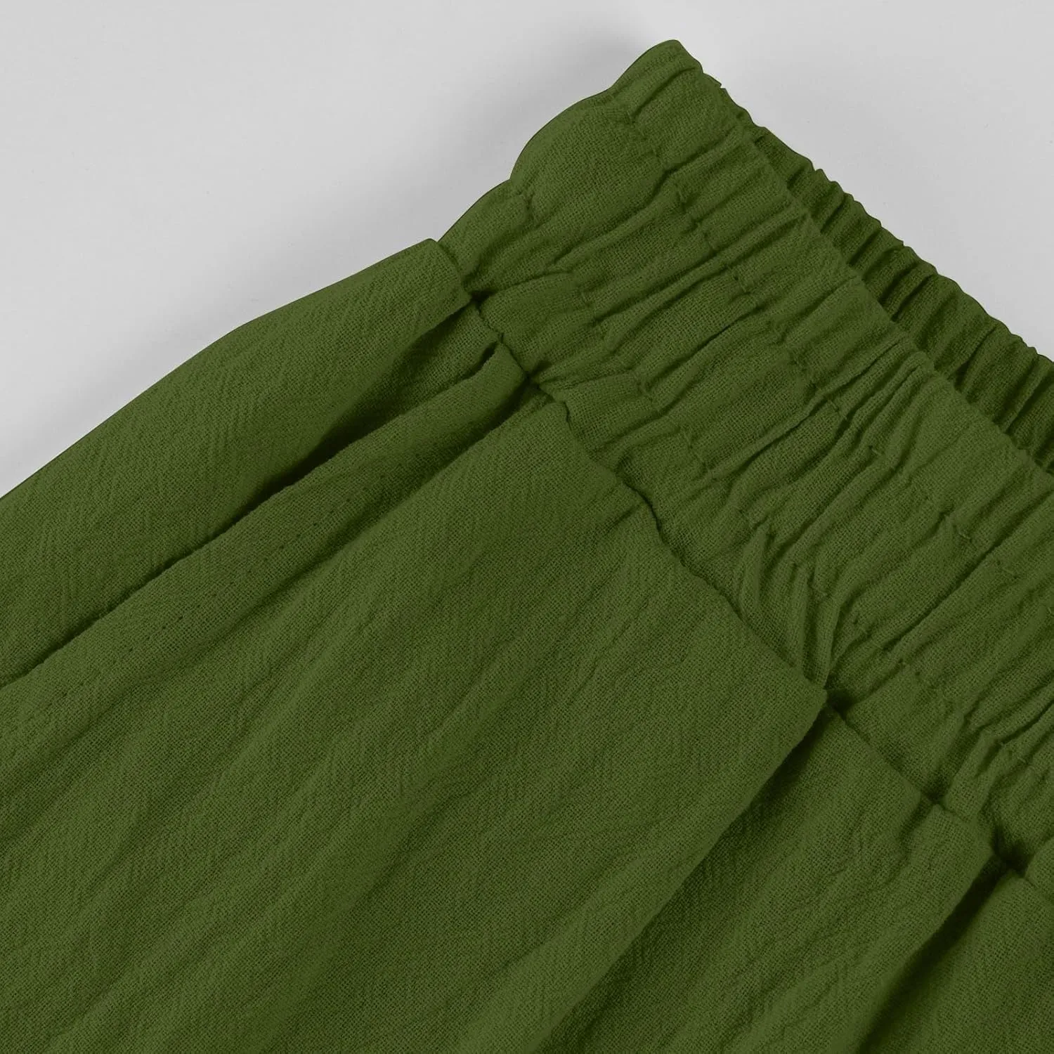 Women Linen Pants Summer Drawstring High Waisted Straight Leg Cotton Pants Casual Comfy Beach Trouser with Pockets