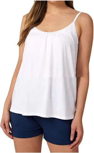 Women Plus Size Tank Top Built-in Bra Spaghetti Strap Camisole Scoop Neck Sleeveless Cami Top Loose Flowy Tunic Shirt