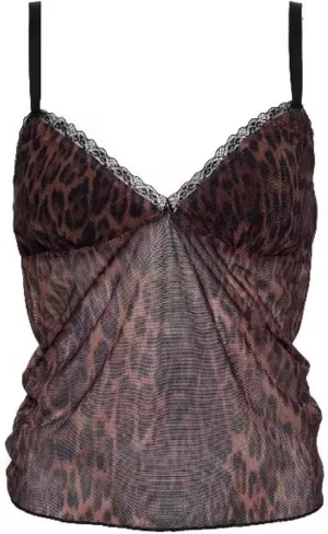 Women Tiger Stripe Print Tank Top Y2k Sexy Lace Trim Cami Top Spaghetti Strap Mesh V Neck Going Out Camisoles