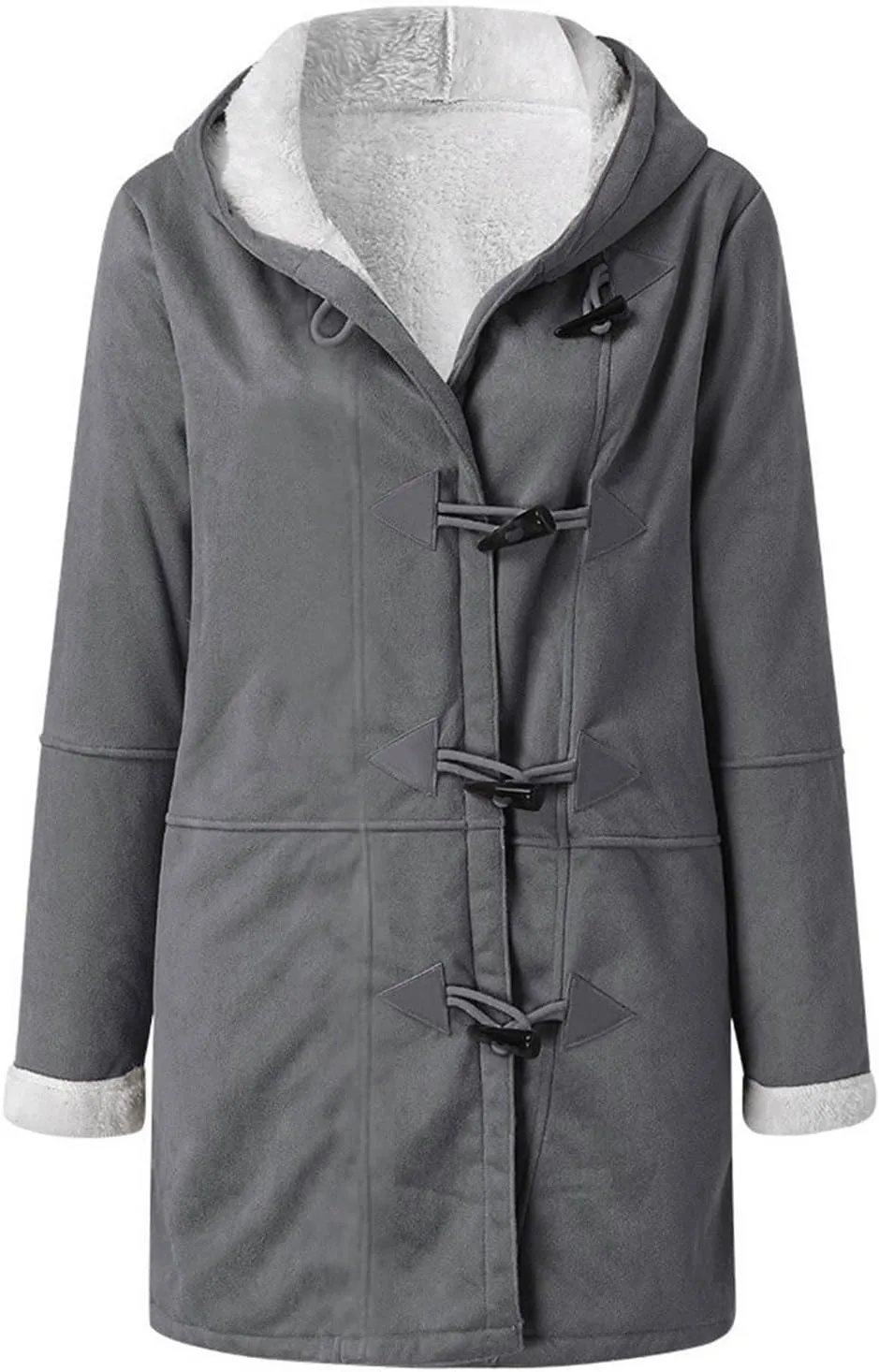 Women Winter Coats Trendy Sherpa Fleece Lined Suede Jackets Hooded Parka Faux Suede Wram Outwear Button Down Overcoat