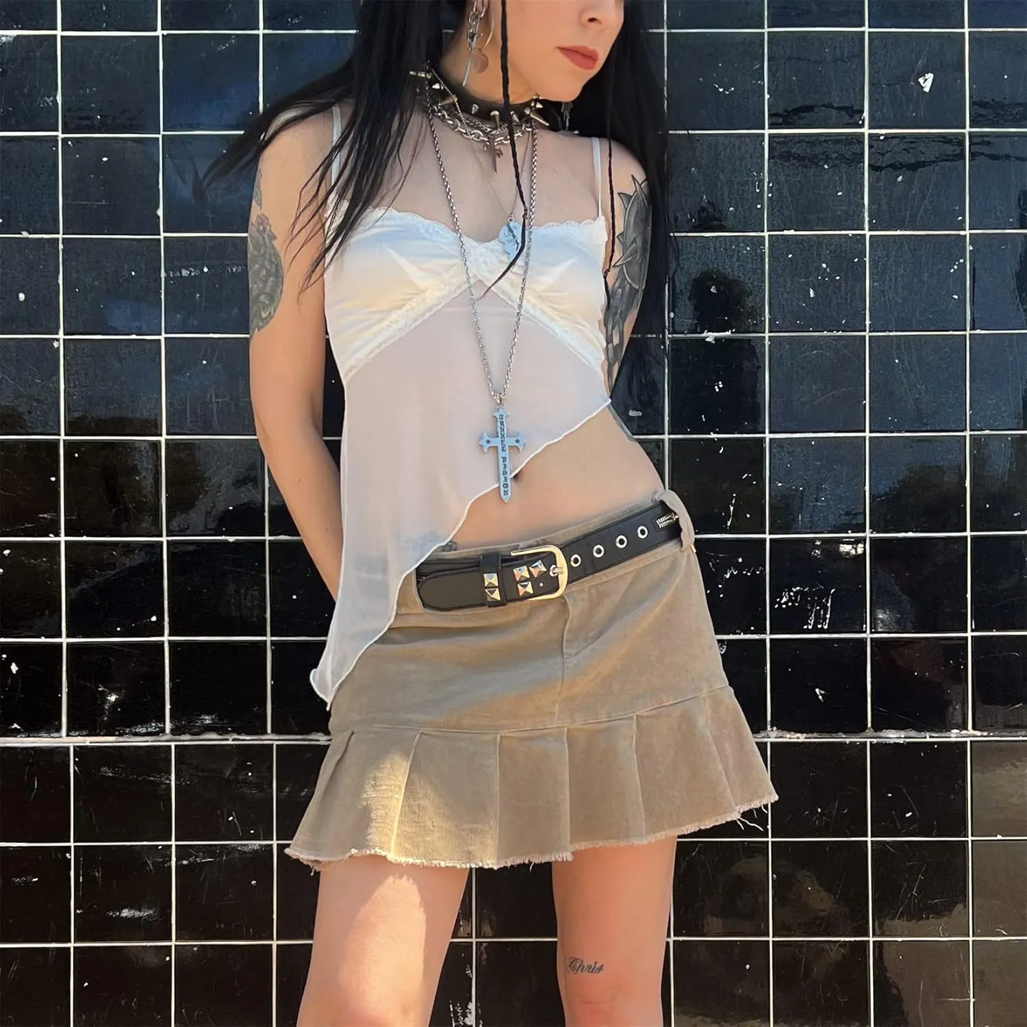 Women Y2k Fairycore Lace Trim Backless Camisoles Top Sexy Low Cut Spaghetti Strap Top Grunge Summer Tank Streetwear