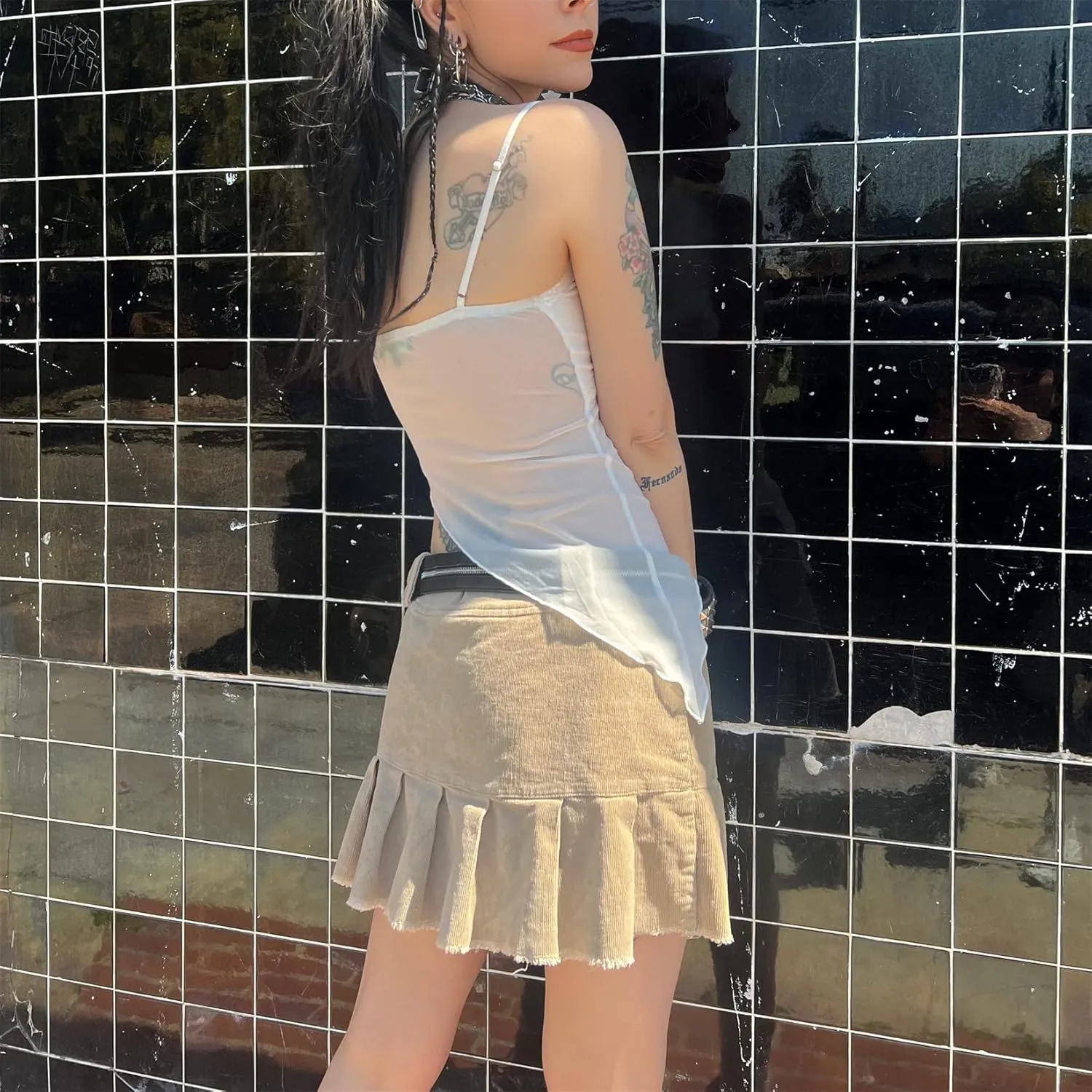 Women Y2k Fairycore Lace Trim Backless Camisoles Top Sexy Low Cut Spaghetti Strap Top Grunge Summer Tank Streetwear