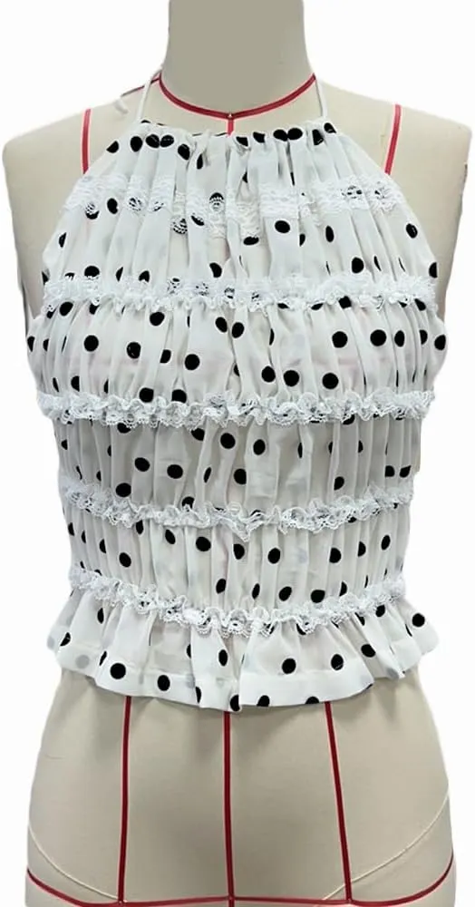 Women Y2K Halter Tank Top Summer Sexy Backless Tie Back Ruched Crop Camisole Shirt Basic Going Out Top Streetwear