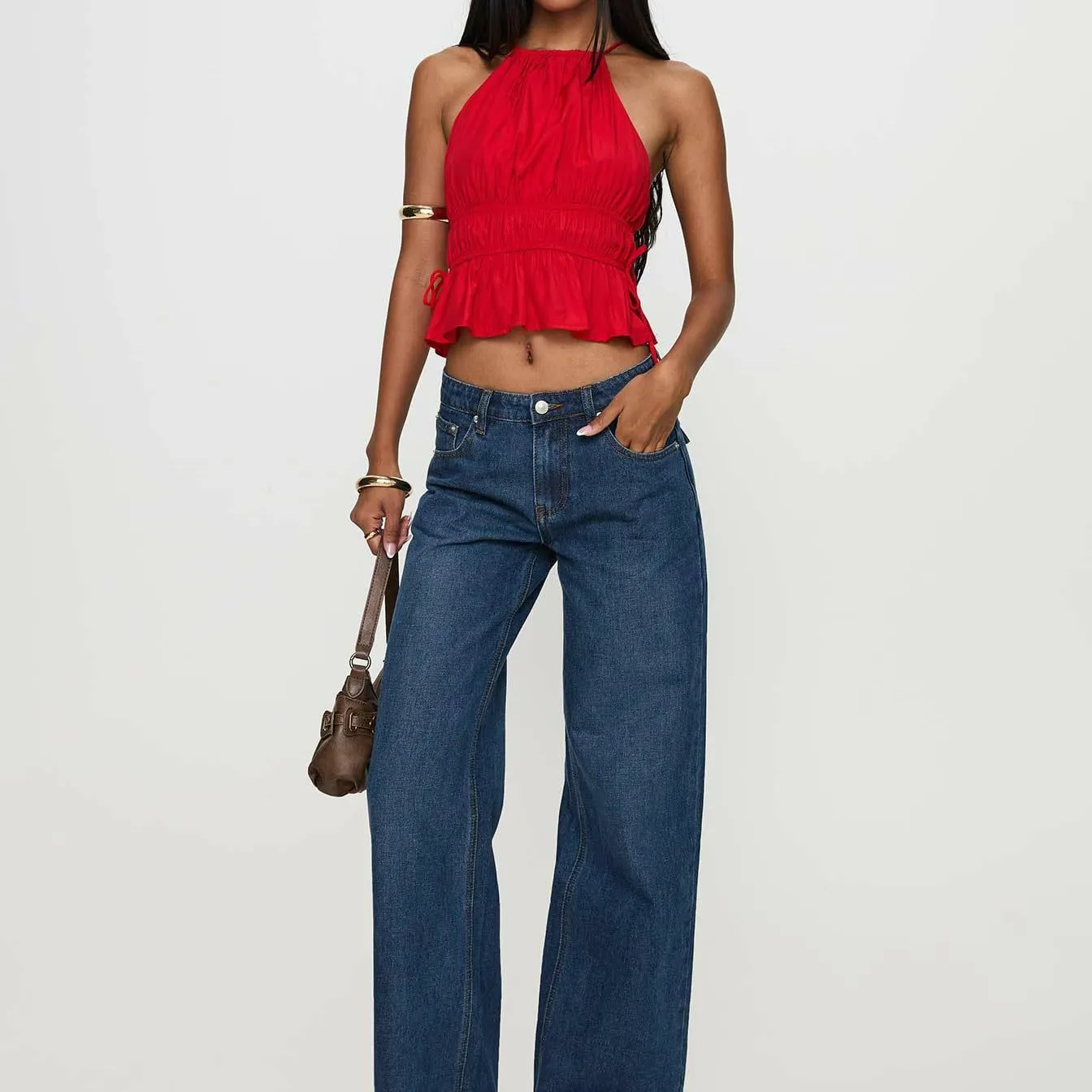Women Y2K Halter Tank Top Summer Sexy Backless Tie Back Ruched Crop Camisole Shirt Basic Going Out Top Streetwear