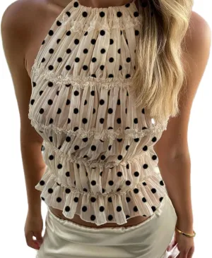 Women Y2K Halter Tank Top Summer Sexy Backless Tie Back Ruched Crop Camisole Shirt Basic Going Out Top Streetwear