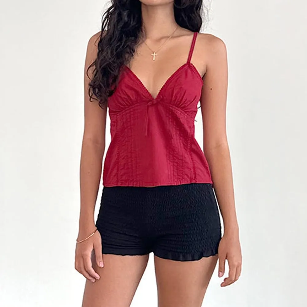 Women Y2K Vintage Cami Tank Top 00s Aesthetic Spaghetti Strap V Neck Crop Top Cottage Camisole Fairy Coquette Vest