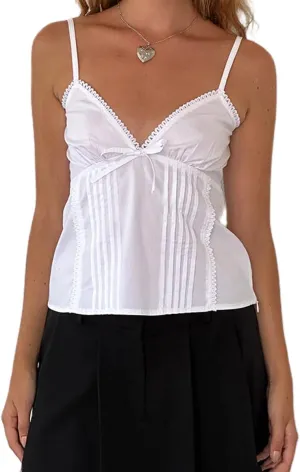 Women Y2K Vintage Cami Tank Top 00s Aesthetic Spaghetti Strap V Neck Crop Top Cottage Camisole Fairy Coquette Vest