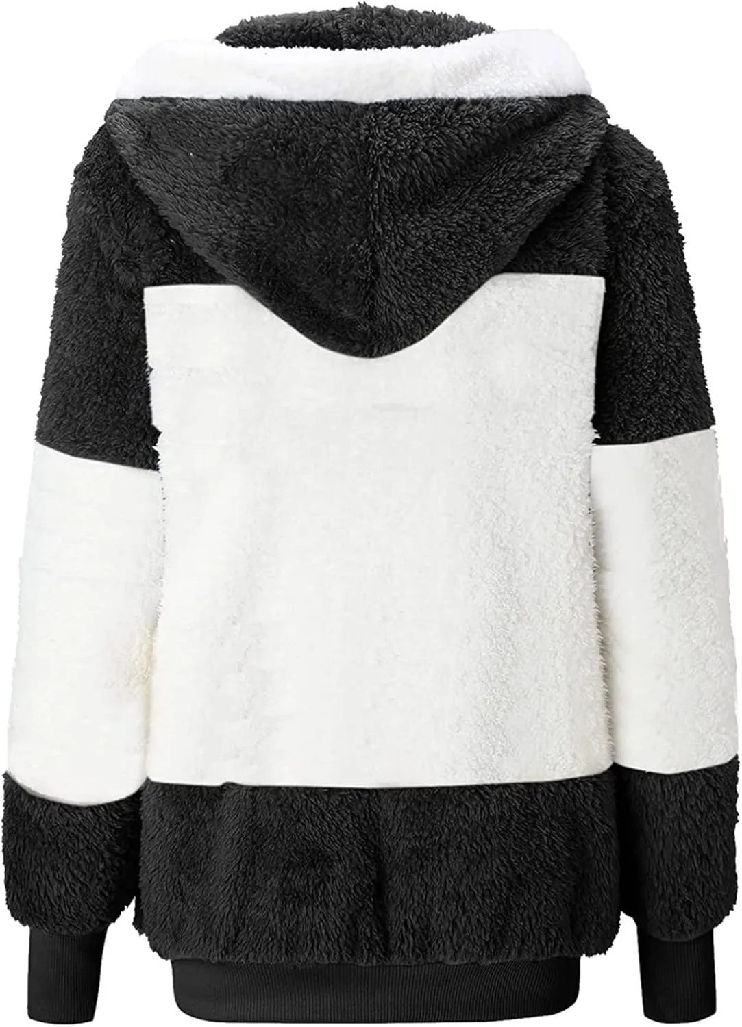 Womens 2024 Plus Size Fuzzy Fleece Jacket Winter Full Zip Plush Hooded Cardigan Coats Soft Shaggy Warm Outerwear