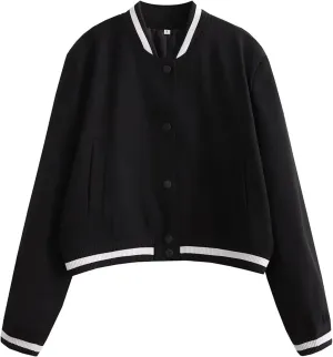 Women's Baseball Jackets 2024 Spring Casual Varsity Velvet Short Coats Outwear