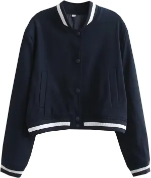 Women's Baseball Jackets 2024 Spring Casual Varsity Velvet Short Coats Outwear