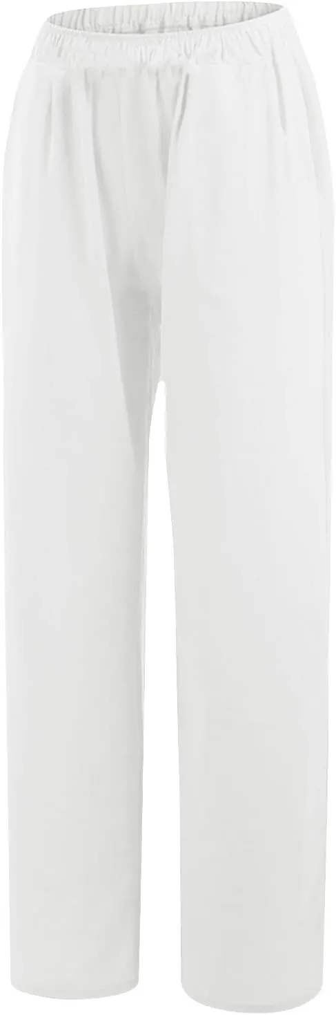 Women's Cotton Linen Pants 2025 Summer Casual Straight Leg Trousers Wide Leg Loose Fit Long Pants with Pockets