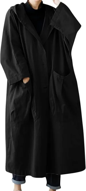 Womens Double Breasted Long Trench Coat Elegant Windbreaker Wild Winter Women'S Coat Double-Breasted Long Pedcoat