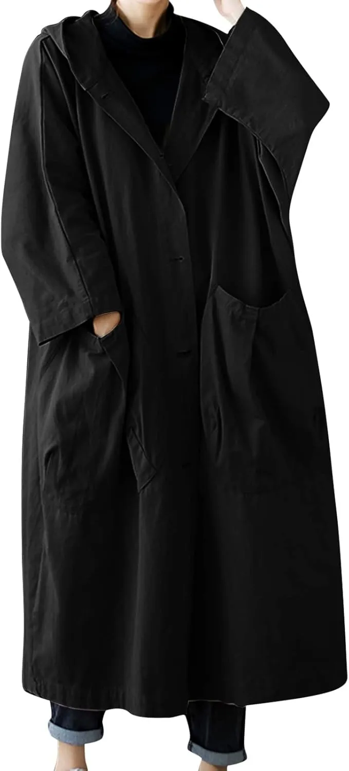 Womens Double Breasted Long Trench Coat Elegant Windbreaker Wild Winter Women'S Coat Double-Breasted Long Pedcoat