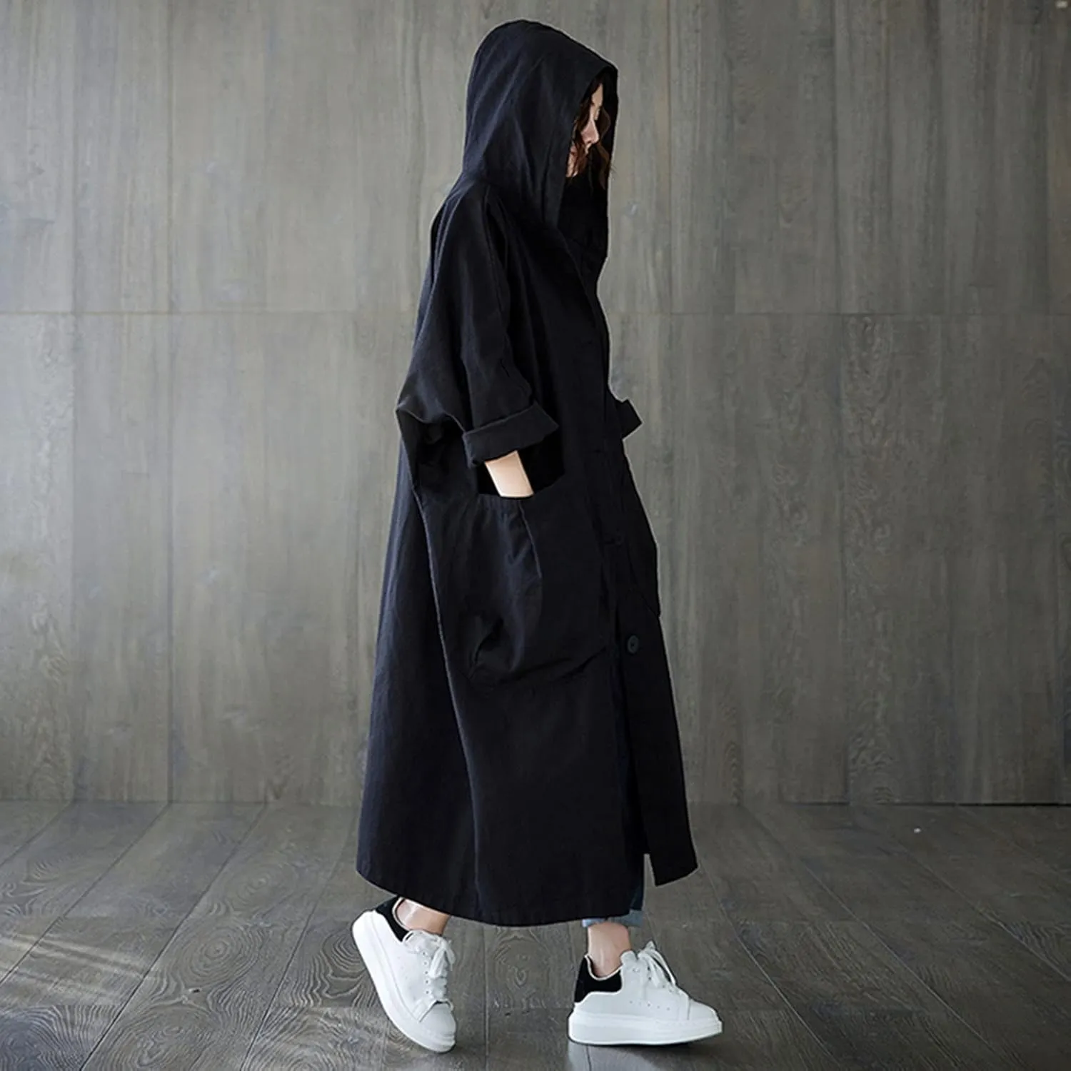 Womens Double Breasted Long Trench Coat Elegant Windbreaker Wild Winter Women'S Coat Double-Breasted Long Pedcoat