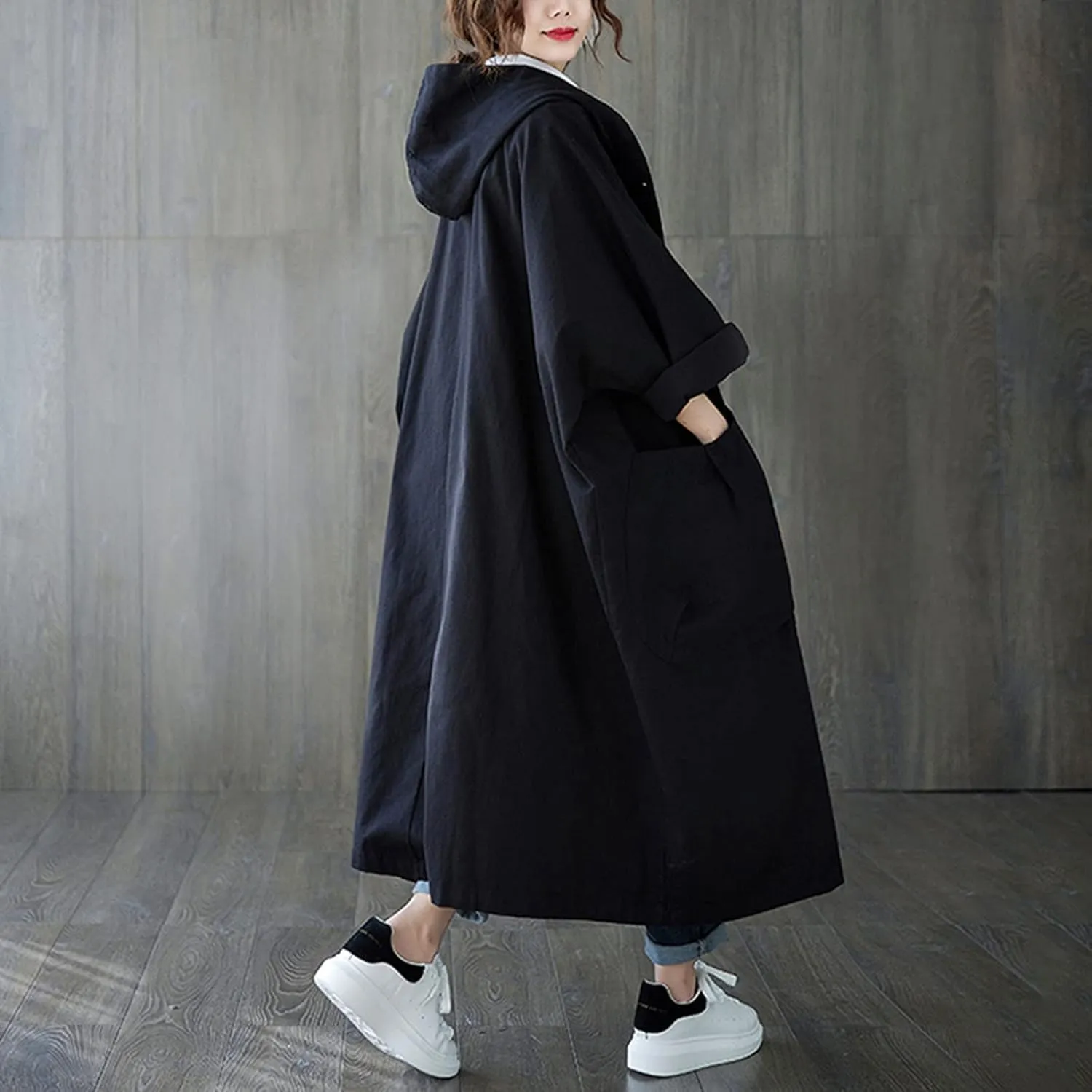 Womens Double Breasted Long Trench Coat Elegant Windbreaker Wild Winter Women'S Coat Double-Breasted Long Pedcoat