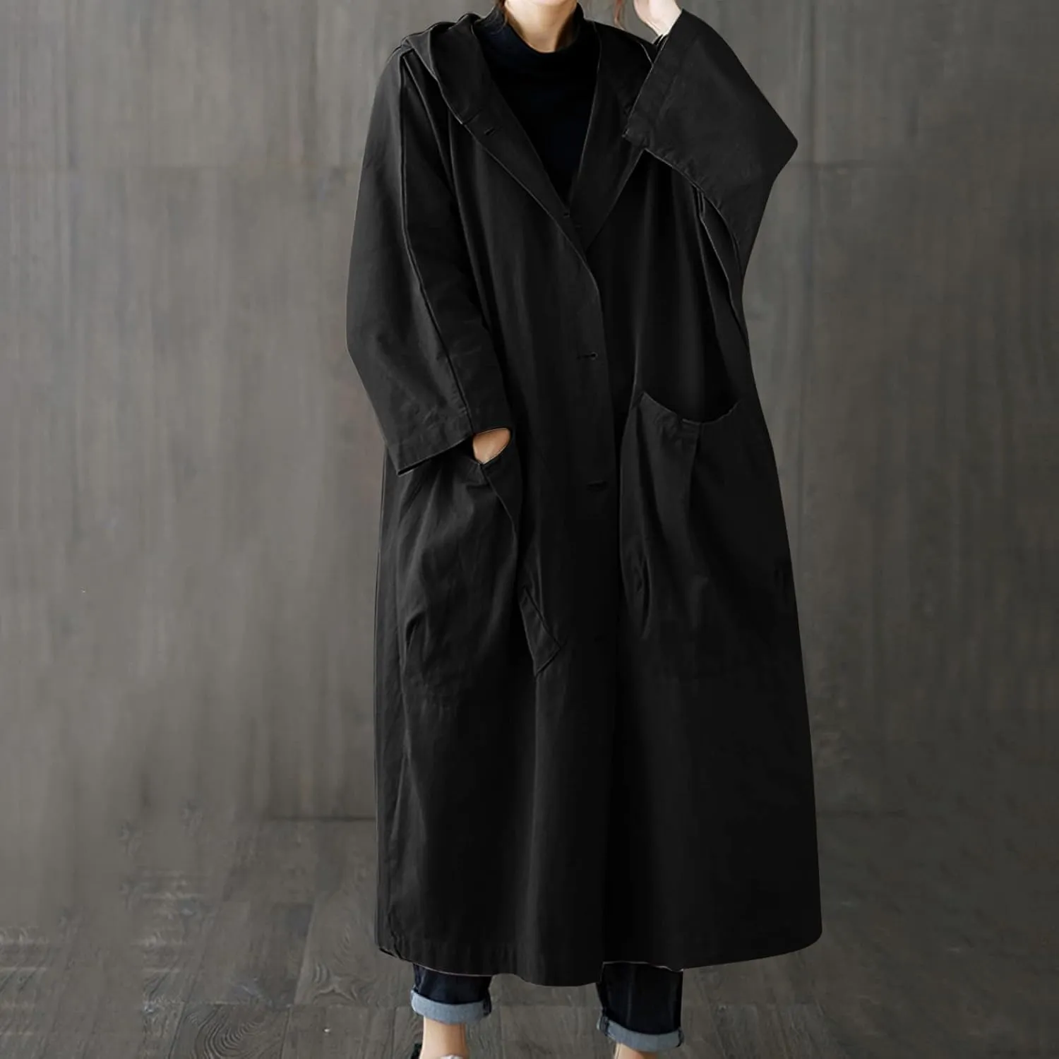 Womens Double Breasted Long Trench Coat Elegant Windbreaker Wild Winter Women'S Coat Double-Breasted Long Pedcoat