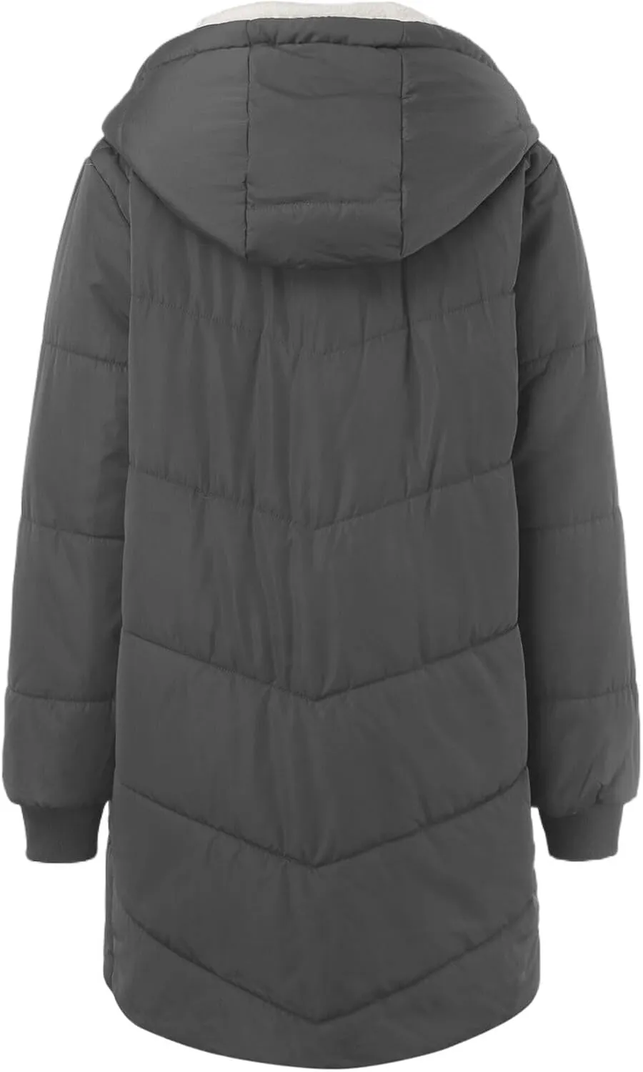 Women's Fleece Lined WInter Warm Coats Thick Padded Button Down Hooded Cotton Jackets with Pockets Outdoor Outerwear
