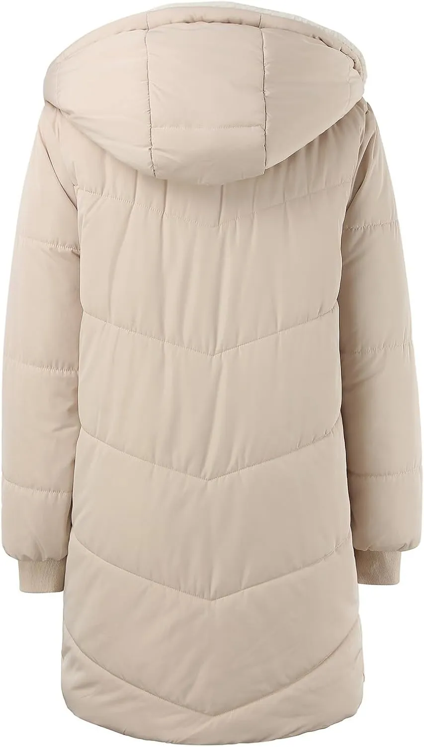 Women's Fleece Lined WInter Warm Coats Thick Padded Button Down Hooded Cotton Jackets with Pockets Outdoor Outerwear