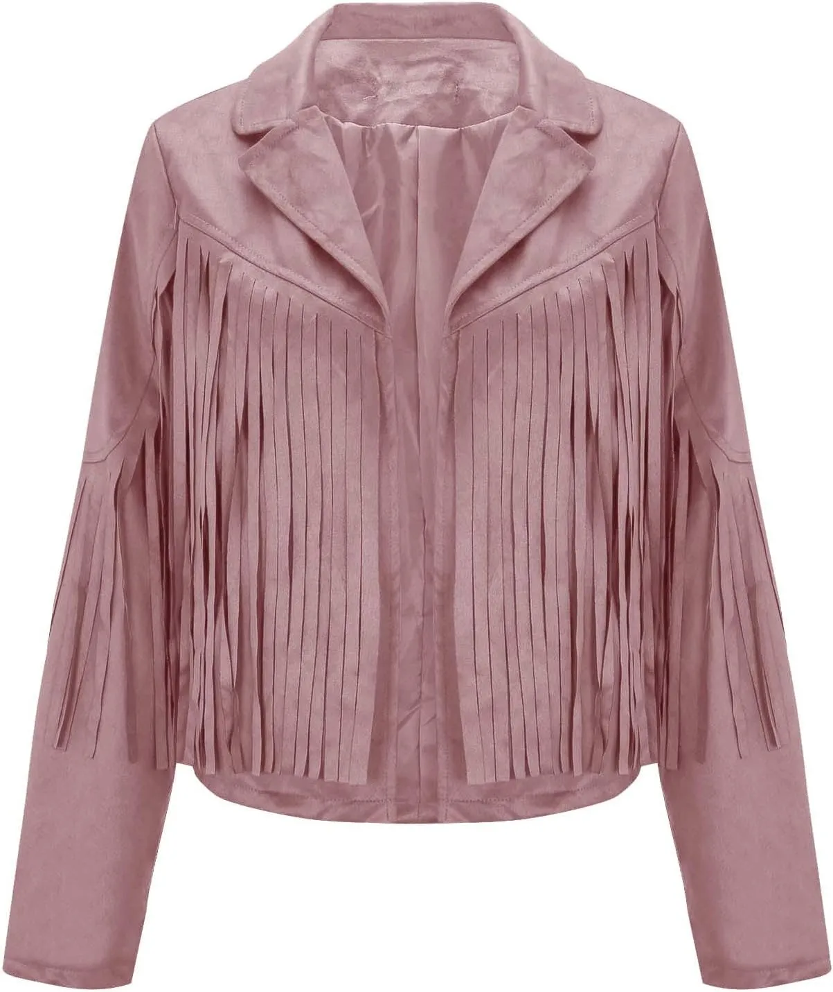 Women's Fringe Jacket Faux Suede Leather Jackets 2024 Fashion Tassel Motorcycle Cropped Coats Fall Outfits