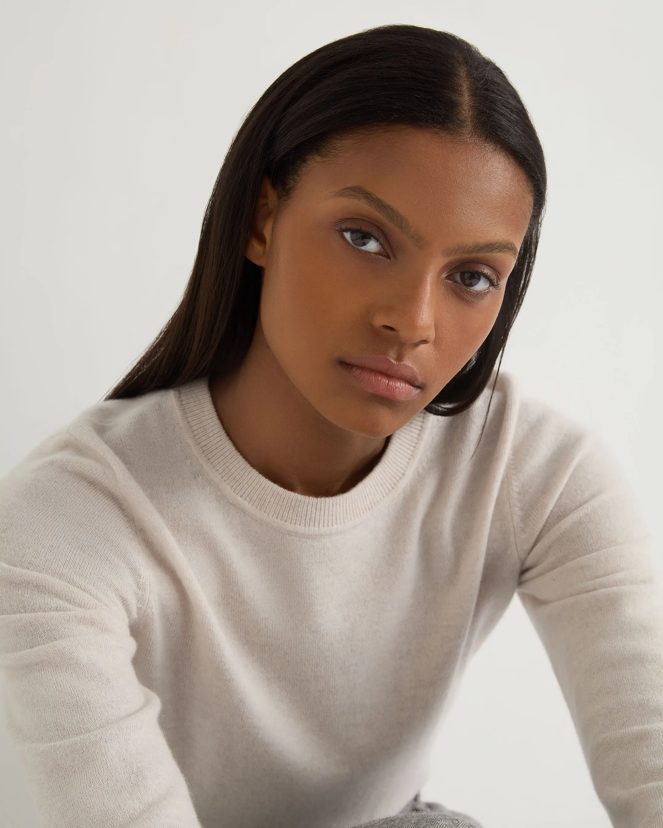 Women's Hallie Round Neck Cashmere Jumper Frost White