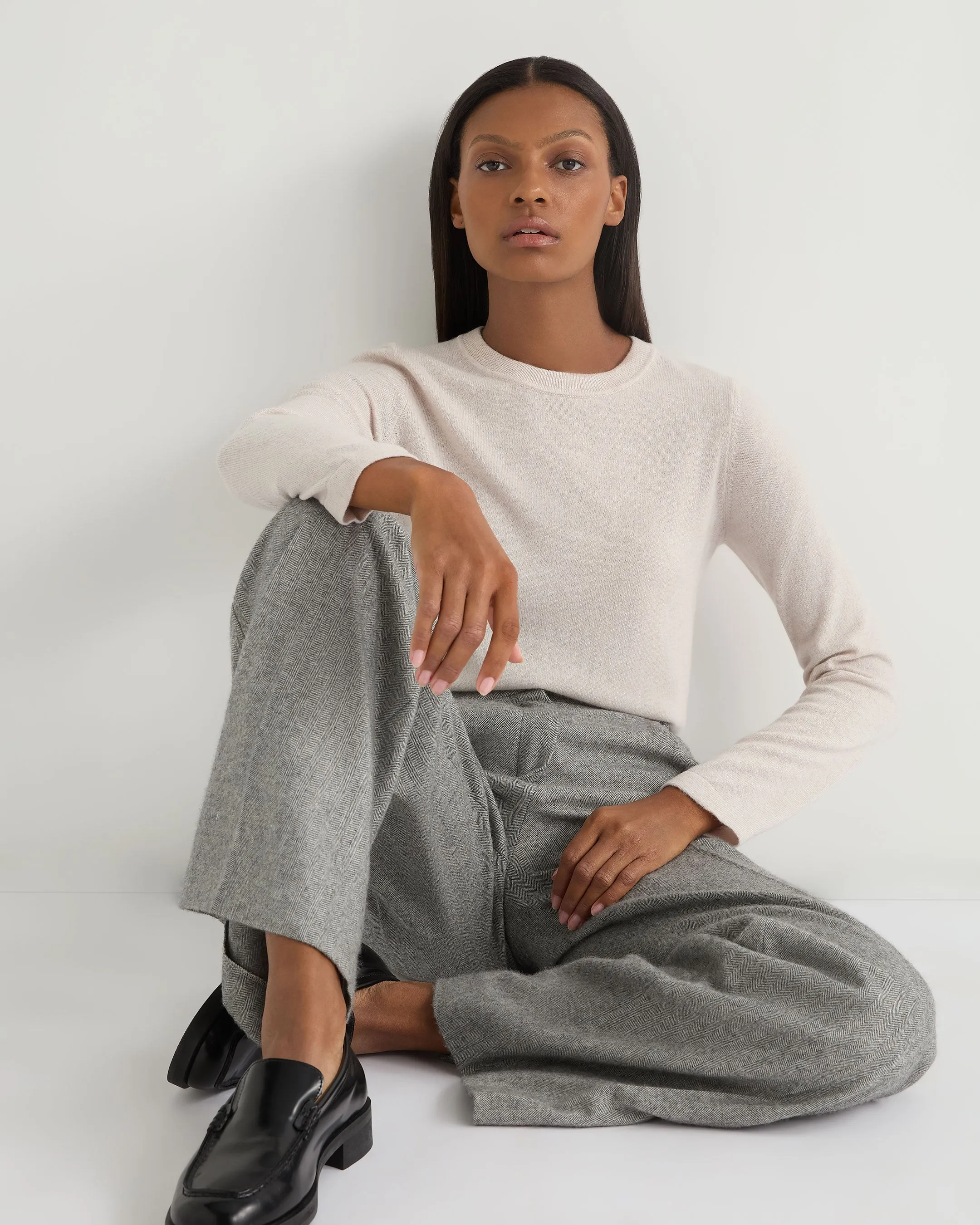 Women's Hallie Round Neck Cashmere Jumper Frost White