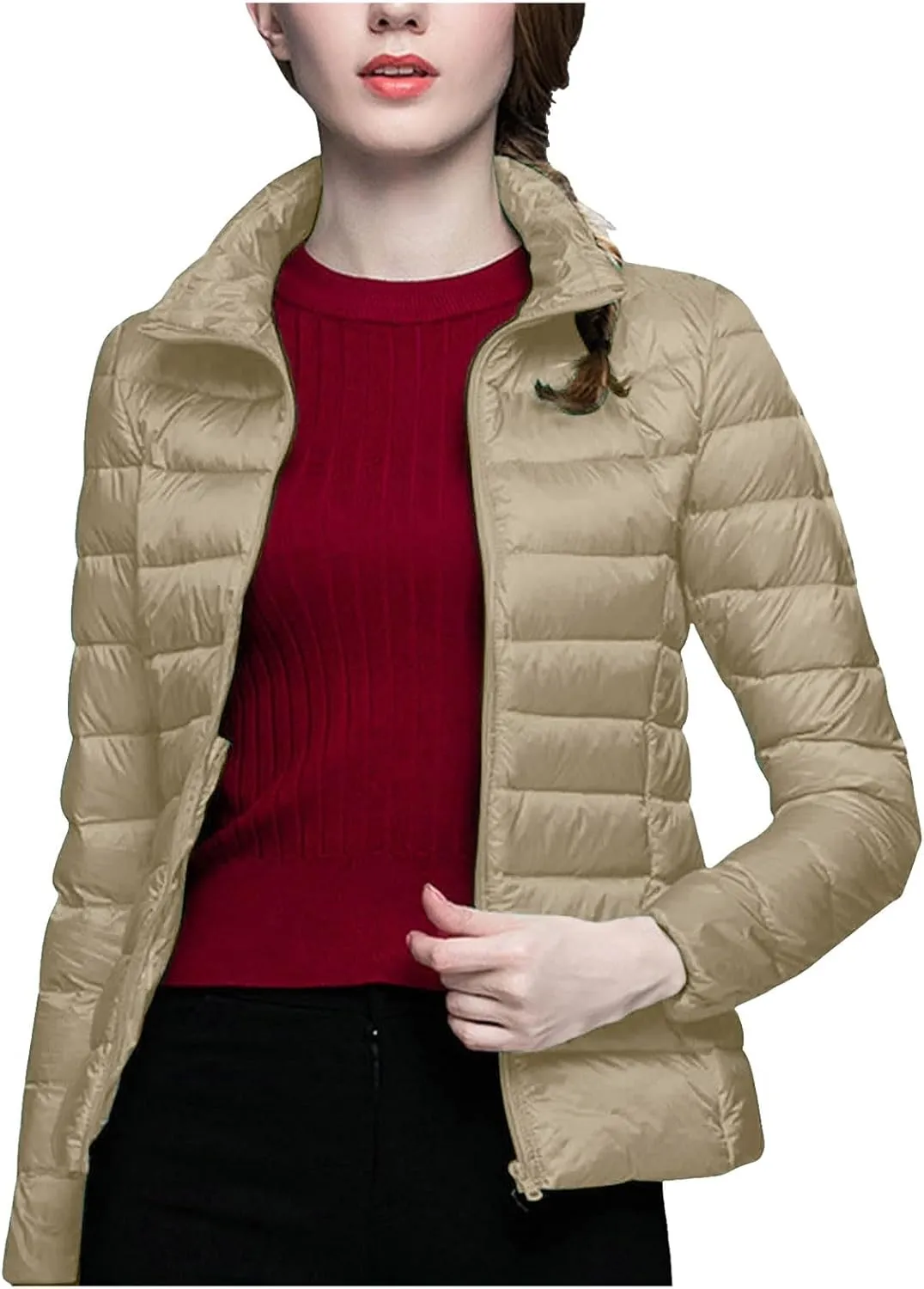 Womens Jackets Winter Down Jacket Women Slim Short Jacket Women's Cropped Quilted Jacket LightWeight Coat Outwear