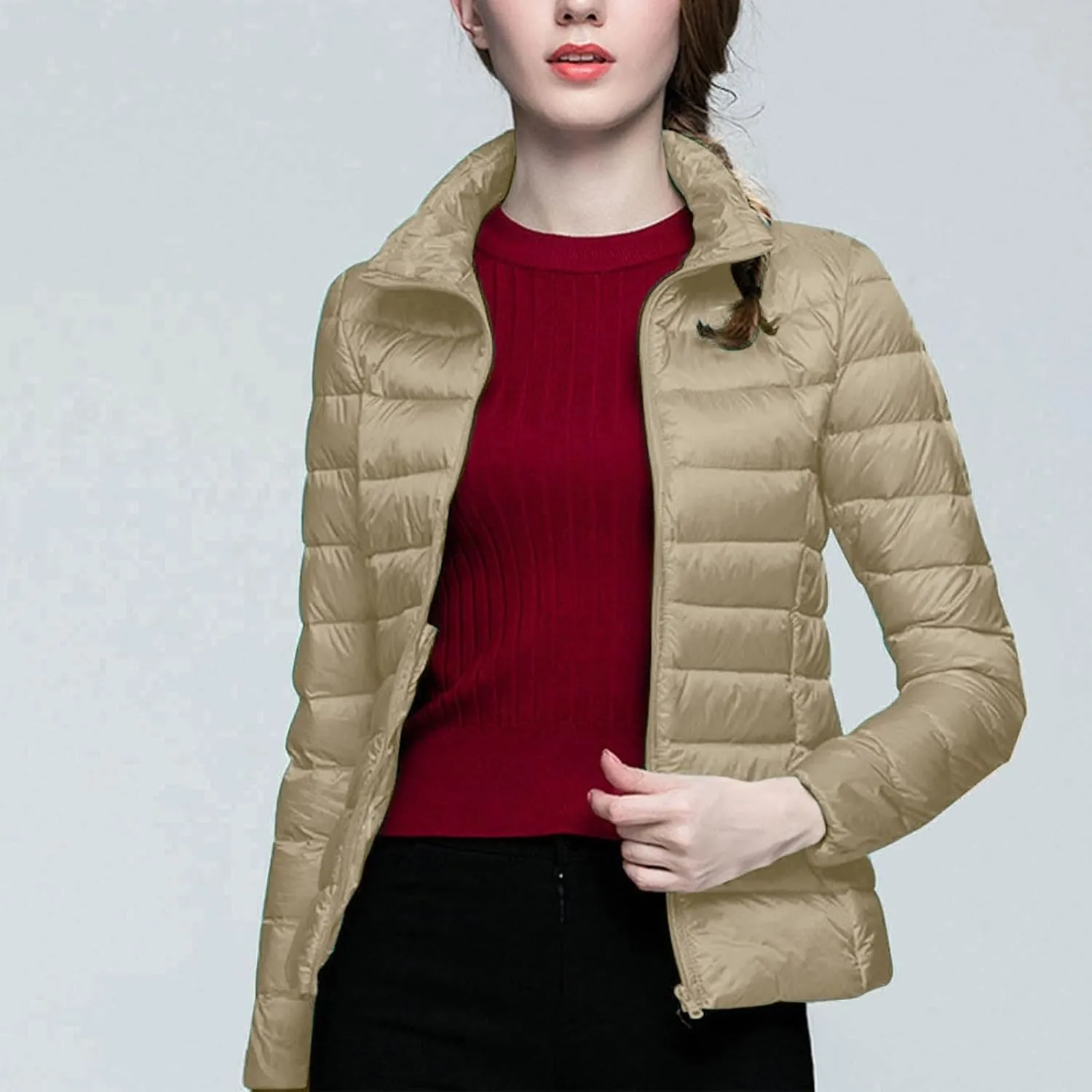 Womens Jackets Winter Down Jacket Women Slim Short Jacket Women's Cropped Quilted Jacket LightWeight Coat Outwear