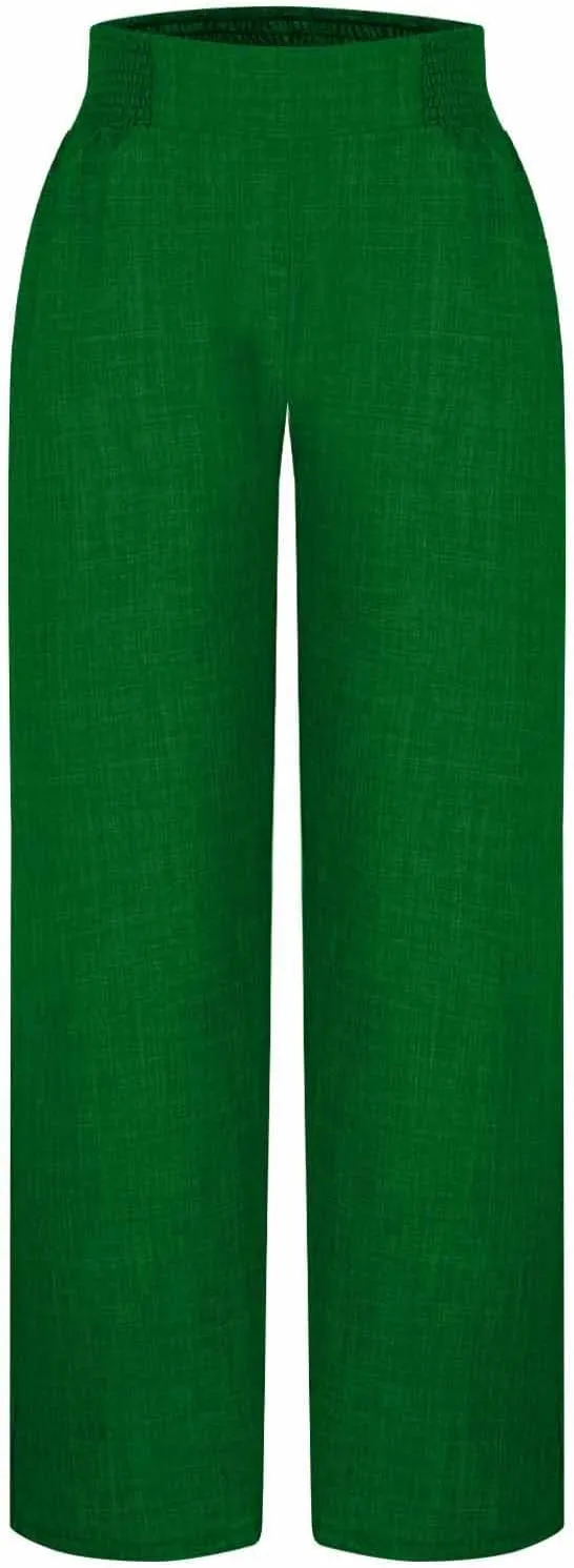 Womens Linen Pants Wide Leg Casual Baggy Trousers Pocketed Summer Palazzo Pants 2025 Beach Travel Vacation Outfits