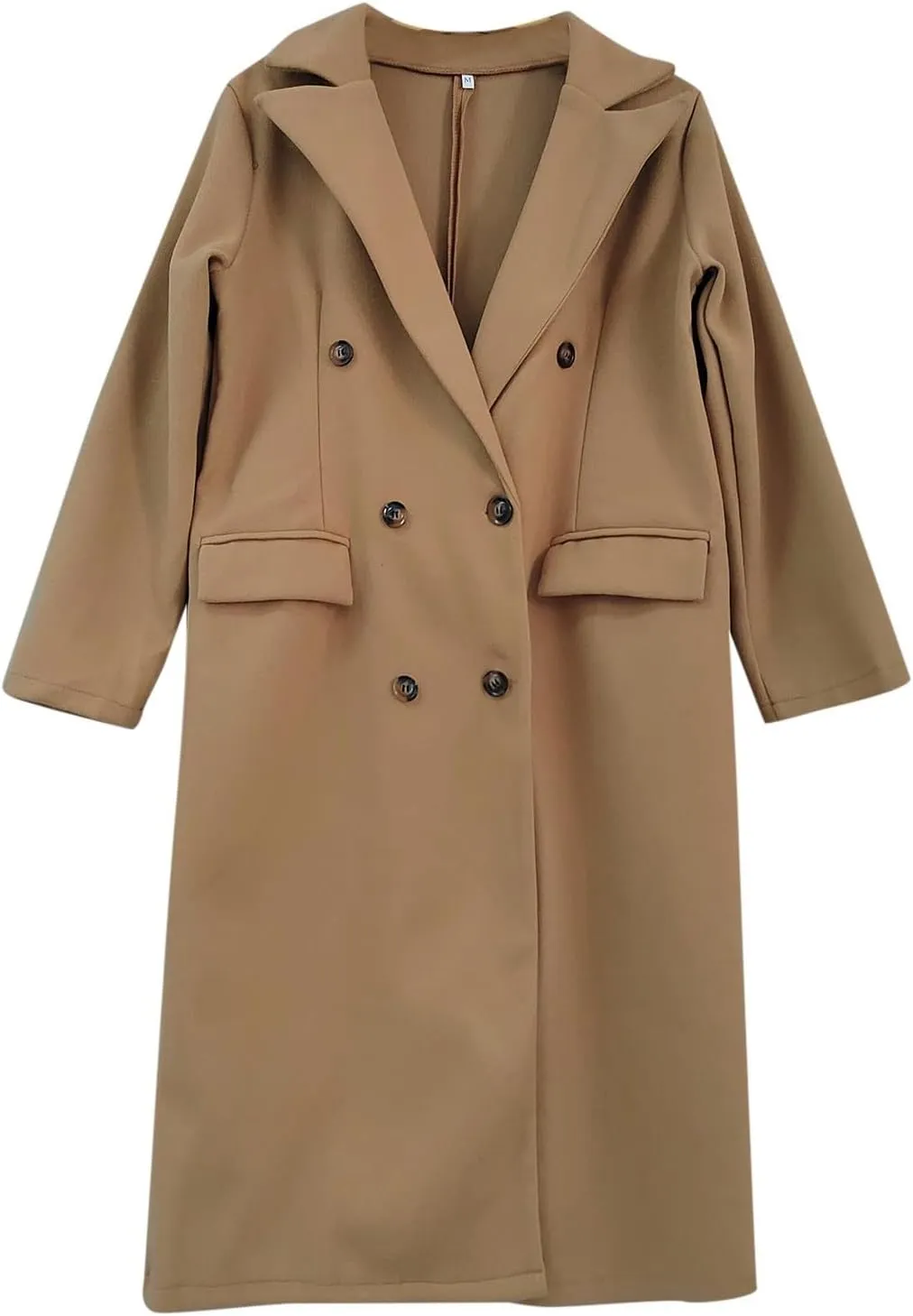 Womens Long Double Breasted Coats Lapel Collar Pea Coat Winter Slim Fit Jackets Trench Coat Outwears
