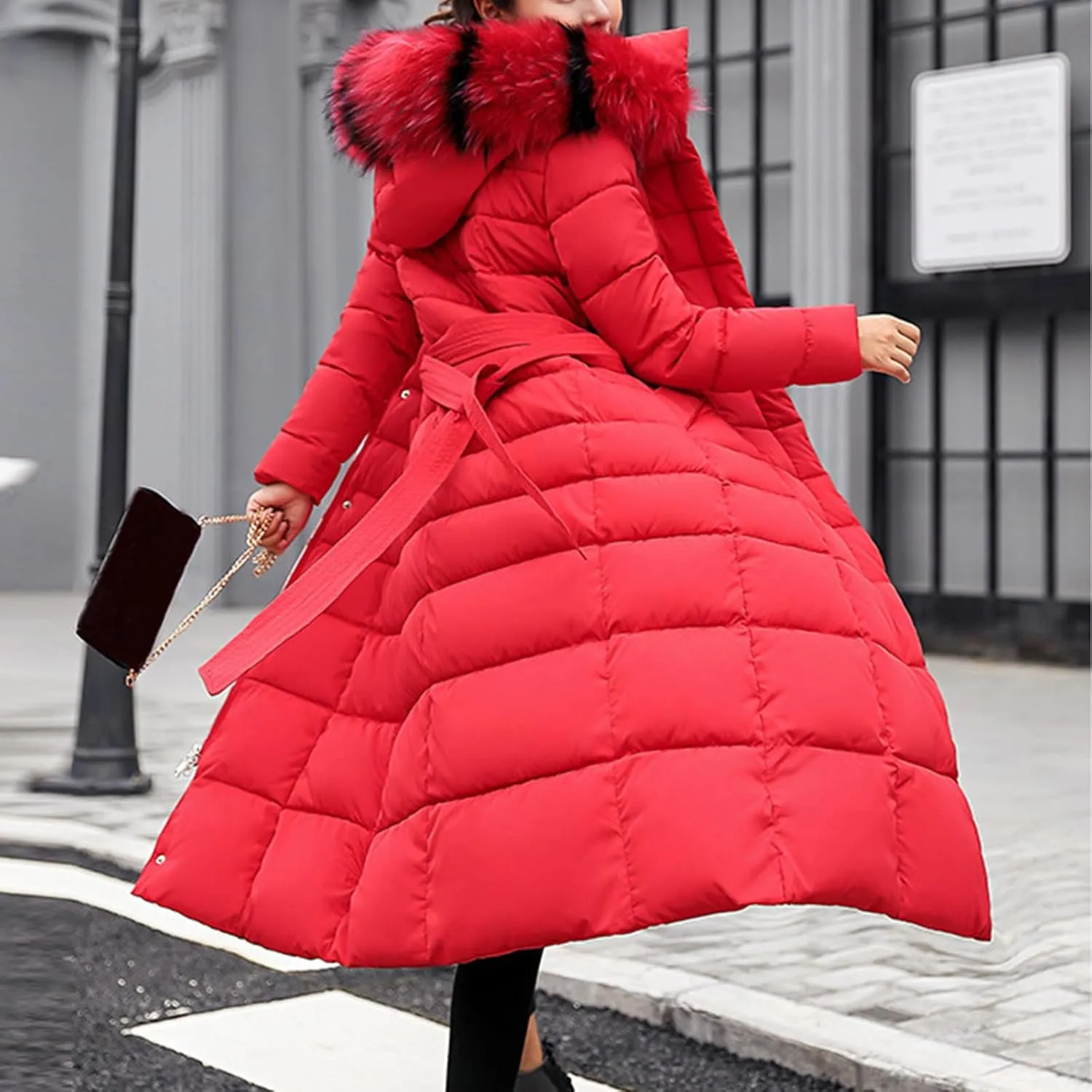 Womens Long Puffer Jacket Over Knee Removable Hooded Maxi Length Quilted Padded Winter Down Coat Parka Jackets