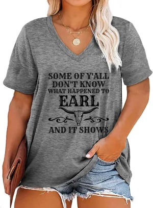 Womens Plus Size T Shirt Country Music Cowgirl Shirt Vintage Cow Printed Tshirts V Neck Short Sleeve Tops