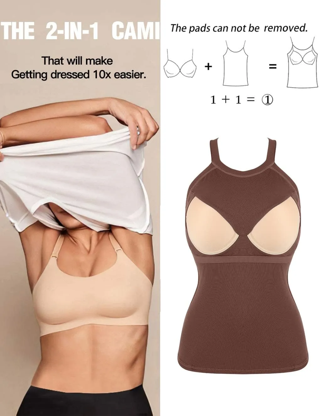 Womens Racerback Ribbed Tank Top Camisole with Built in Bra Running Yoga Sport Bra Athletic Slim Sleeveless Summer Top