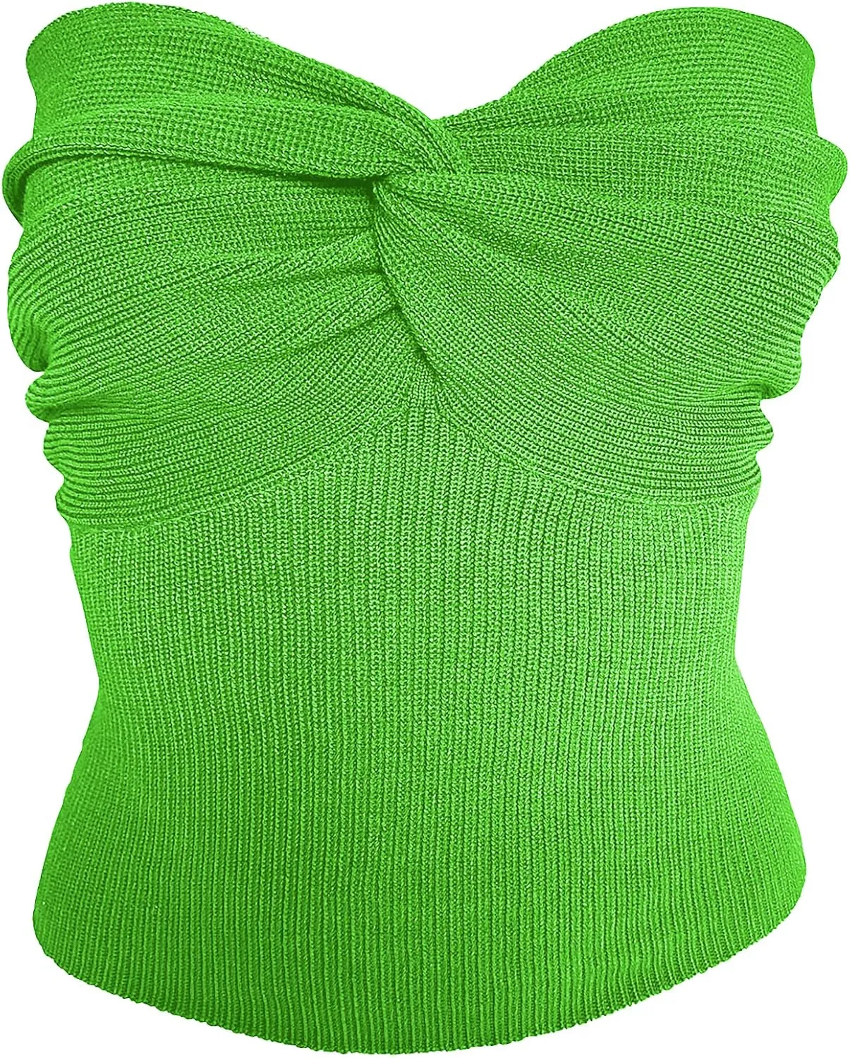 Women's Sexy Crop Tops Strapless Twisted Front Ribbed Knit Tube Top Sleeveless Sweetheart Neck Y2K Camisole Tank Top