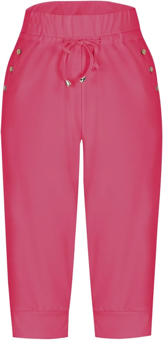 Women's Sweatpants Capri Pants Cropped Jogger Running Pants Lounge Loose Fit Drawstring Waist with Side Pockets