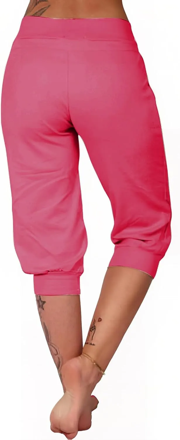 Women's Sweatpants Capri Pants Cropped Jogger Running Pants Lounge Loose Fit Drawstring Waist with Side Pockets