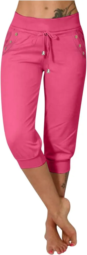 Women's Sweatpants Capri Pants Cropped Jogger Running Pants Lounge Loose Fit Drawstring Waist with Side Pockets