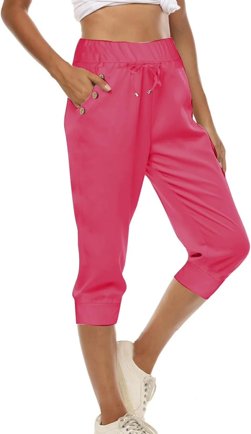 Women's Sweatpants Capri Pants Cropped Jogger Running Pants Lounge Loose Fit Drawstring Waist with Side Pockets
