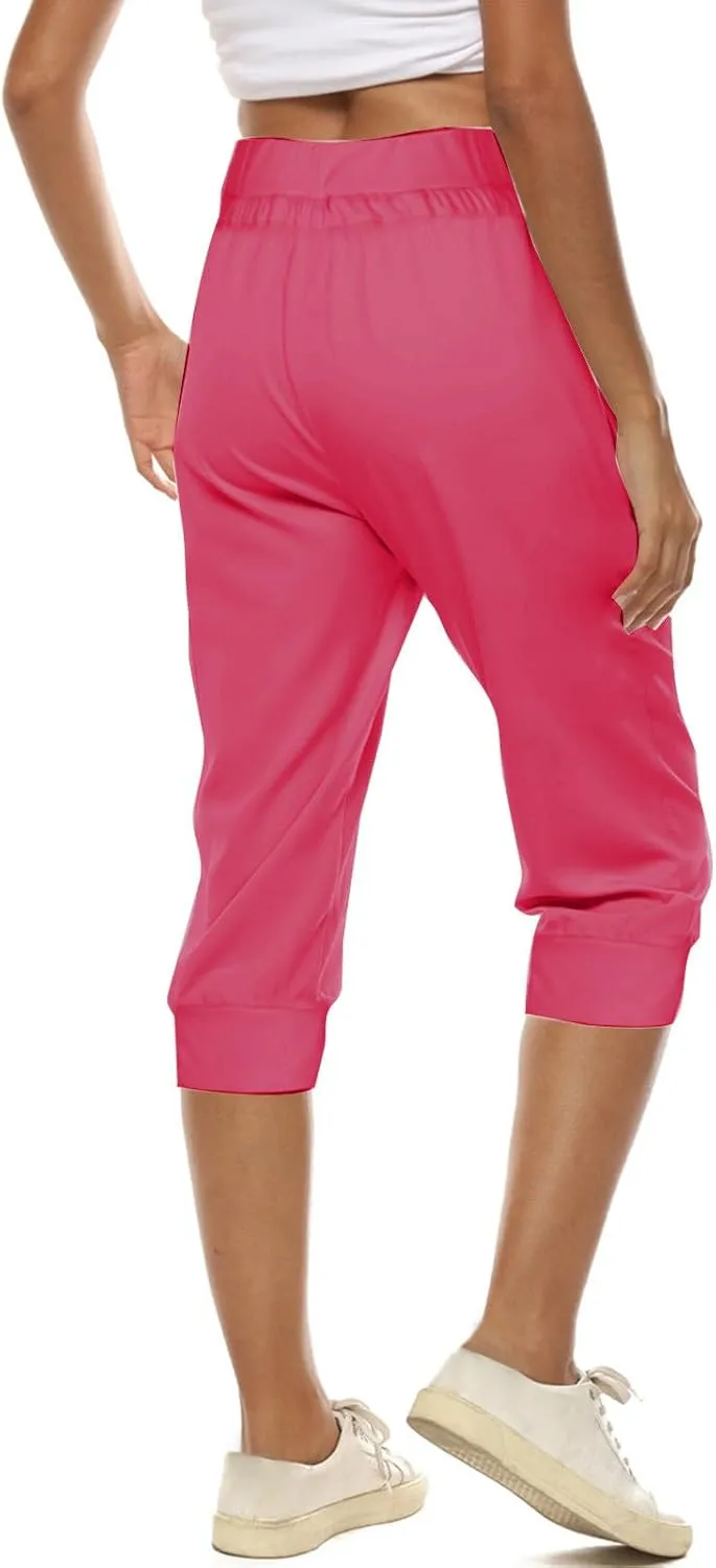 Women's Sweatpants Capri Pants Cropped Jogger Running Pants Lounge Loose Fit Drawstring Waist with Side Pockets
