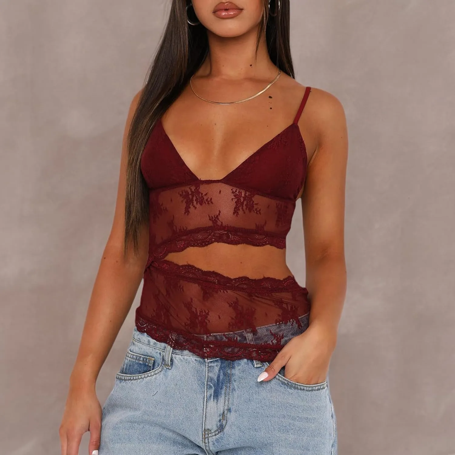 Women's Tank Top Spaghetti Strap Camisoles Sleeveless Square Neck Cami Tops Lace Crop Tank Top Summer Y2K Streetwear