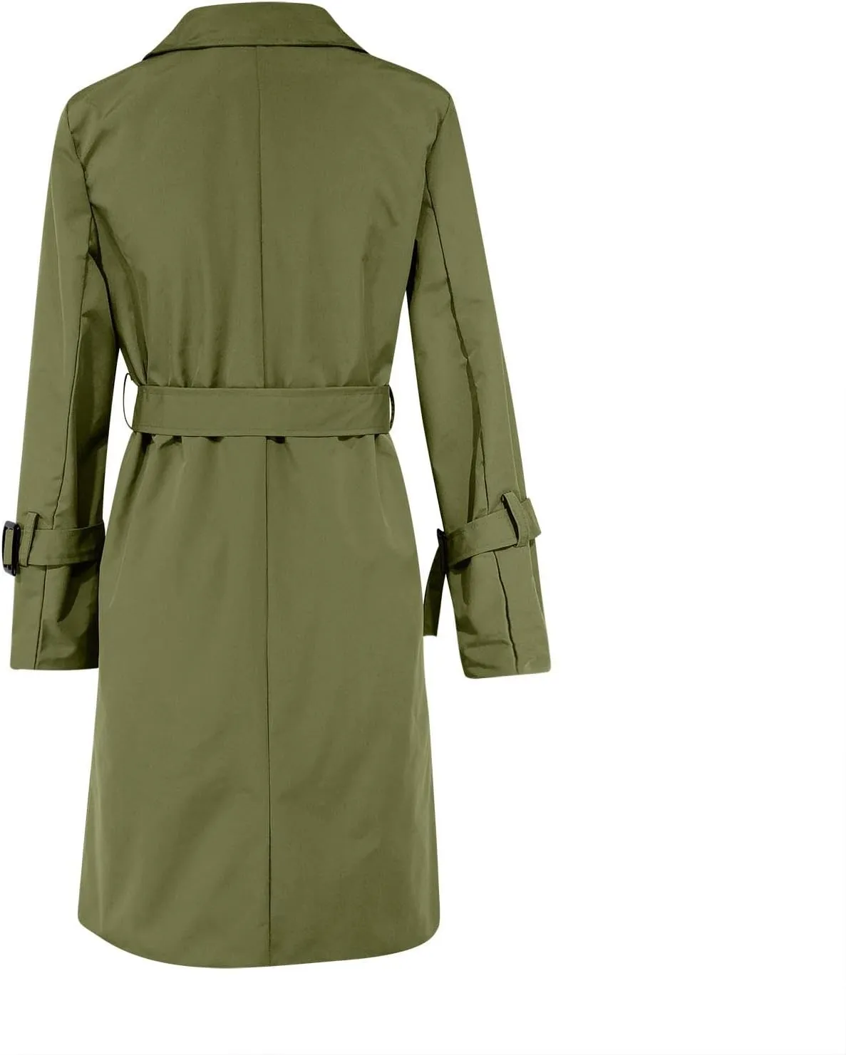 Womens Trench Coat Mid Long Retro Double-Breasted Winter Outwear Classic Lapel Overcoat Solid Slim Outerwear 2024
