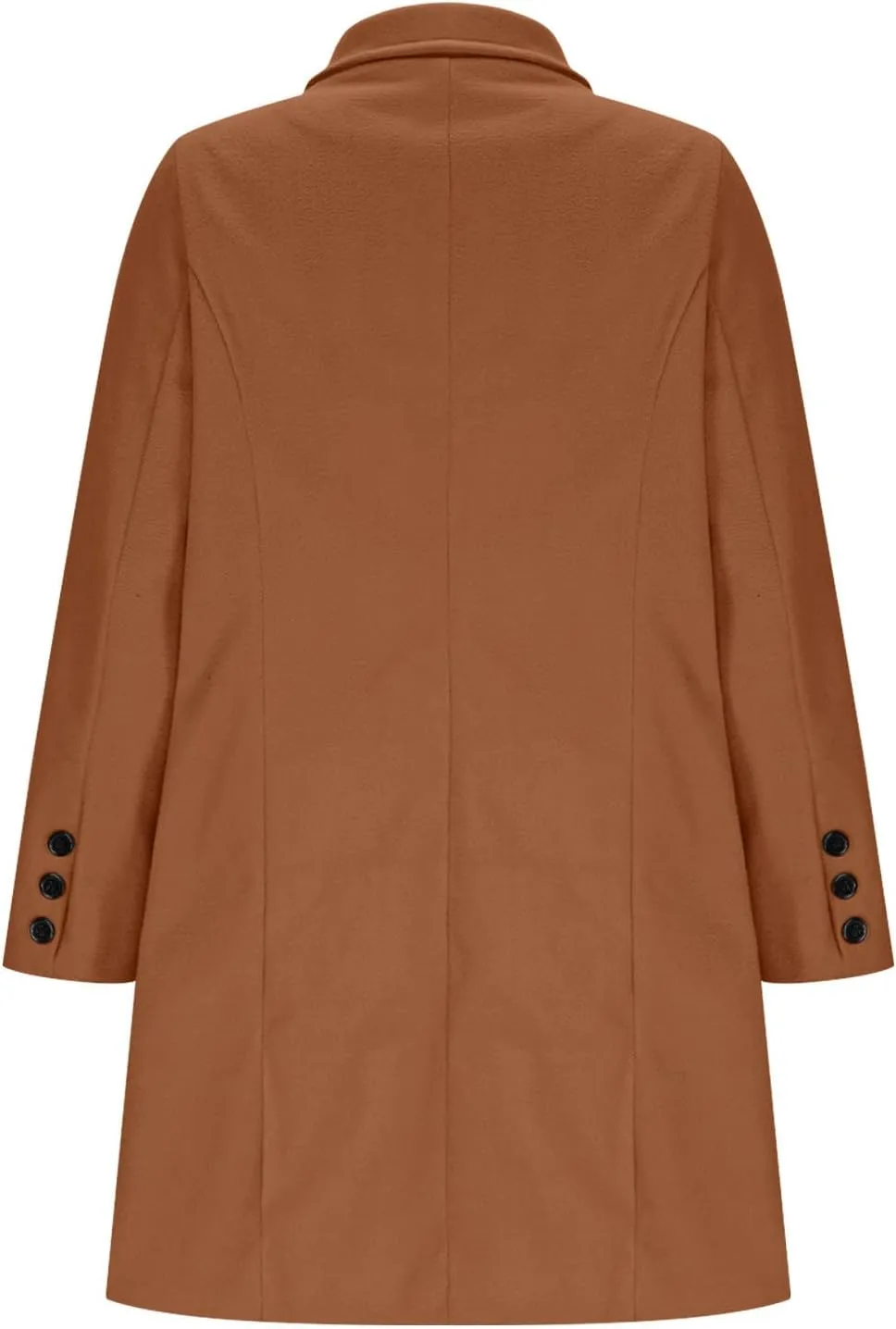 Womens Trench Coat Warm Double Breasted Wool Pea Coat Notched Lapel Long Sleeve Jacket Overcoat with Pockets