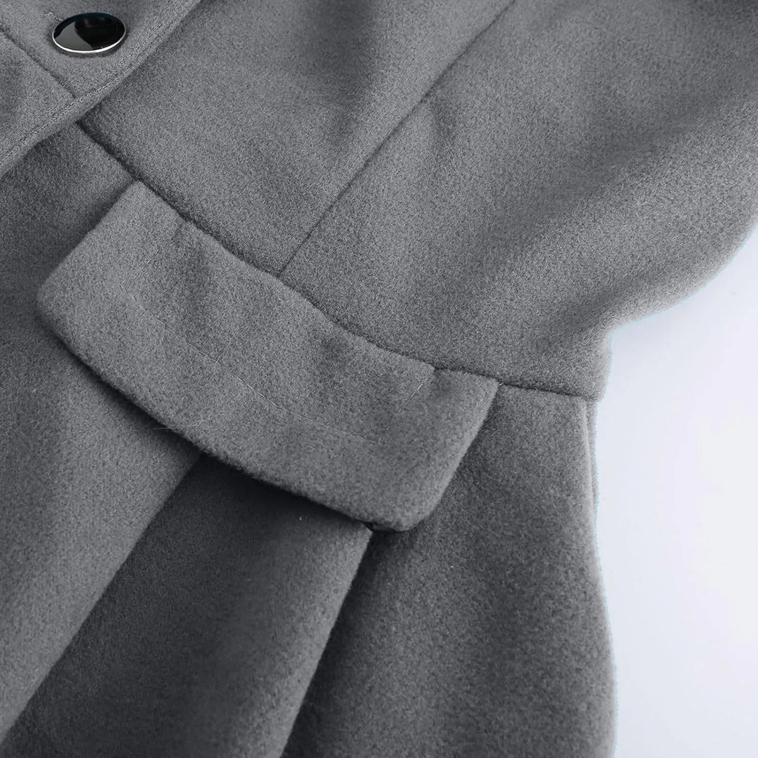 Womens Winter Coats Basic Collar Open Front Belted Wool Coat Casual Fashion Trench Coat Elegant Peacoat with Hood