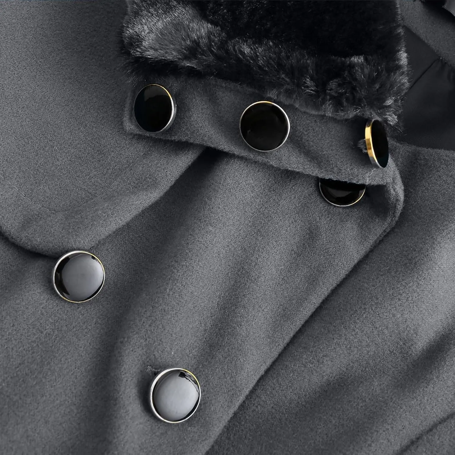 Womens Winter Coats Basic Collar Open Front Belted Wool Coat Casual Fashion Trench Coat Elegant Peacoat with Hood